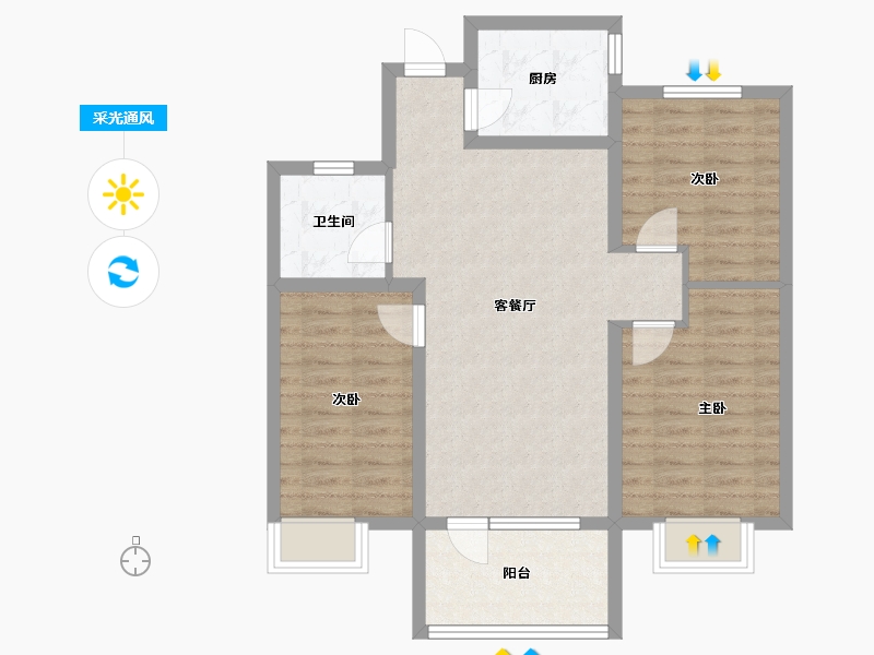 山东省-济宁市-九巨龙龙城华府-79.05-户型库-采光通风