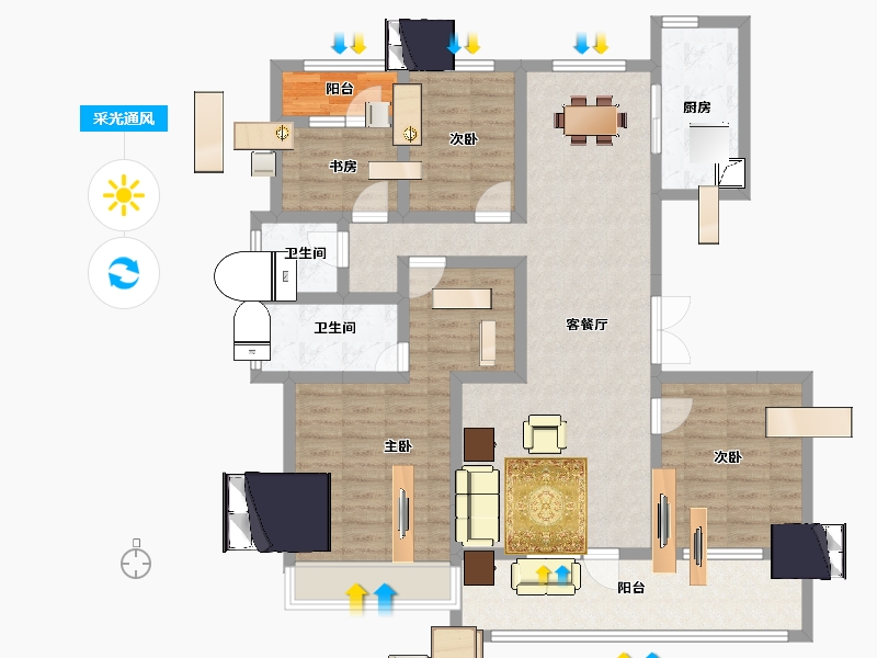 山东省-济宁市-保利时光印象-112.16-户型库-采光通风