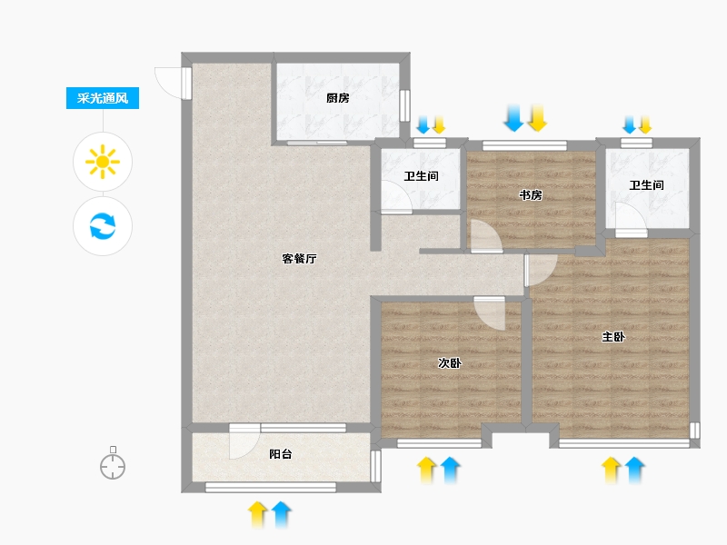 山东省-济宁市-祥生东方樾-100.79-户型库-采光通风