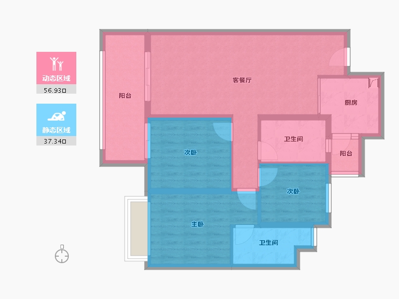 云南省-昆明市-中海寰宇天下-83.81-户型库-动静分区