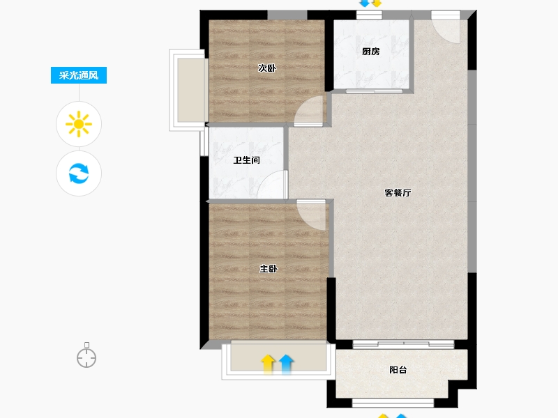 海南省-海口市-书馨花苑-65.06-户型库-采光通风