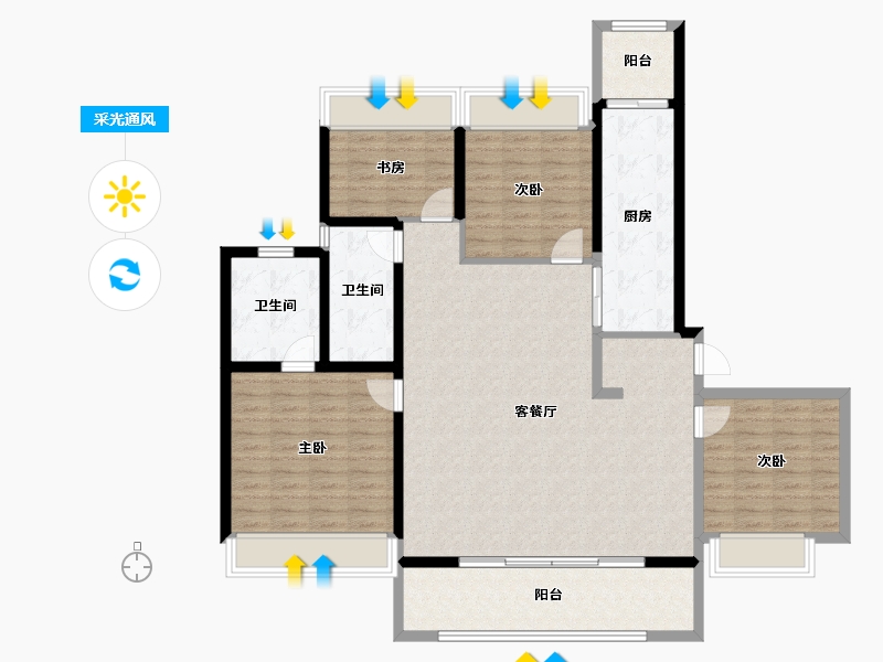 云南省-昆明市-中南碧桂园樾府-129.61-户型库-采光通风