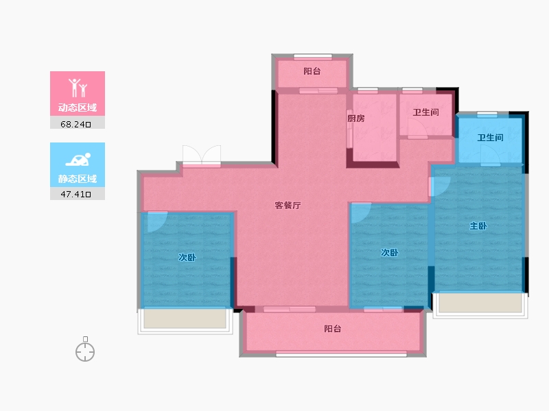 河南省-平顶山市-领创滨河小区-104.00-户型库-动静分区