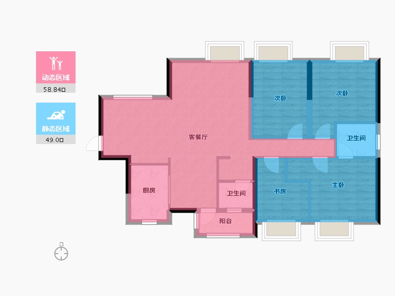 湖南省-株洲市-海源又一城-96.70-户型库-动静分区