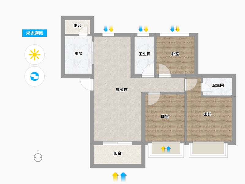 广东省-清远市-富强花园-64.22-户型库-采光通风