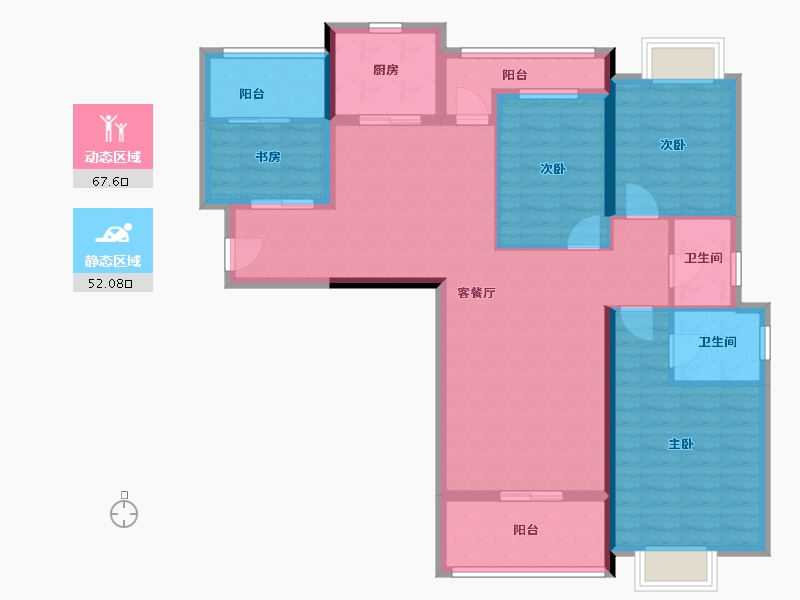 广东省-揭阳市-普宁·盛世华府-106.62-户型库-动静分区