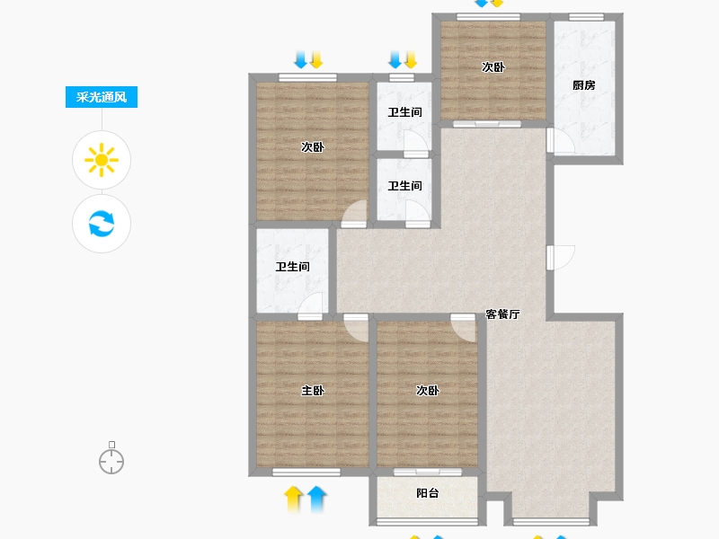 山西省-太原市-裕丰花园-155.00-户型库-采光通风