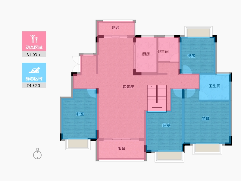 江西省-萍乡市-赣铁・聚龙府-131.68-户型库-动静分区