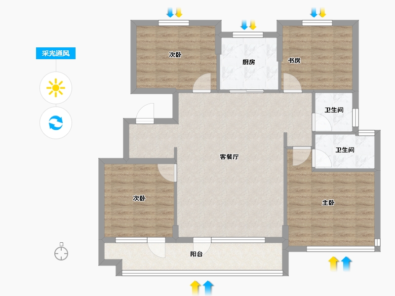 山东省-济宁市-祥生东方樾-98.40-户型库-采光通风