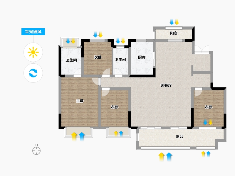 江苏省-淮安市-新城悦隽风华-136.00-户型库-采光通风