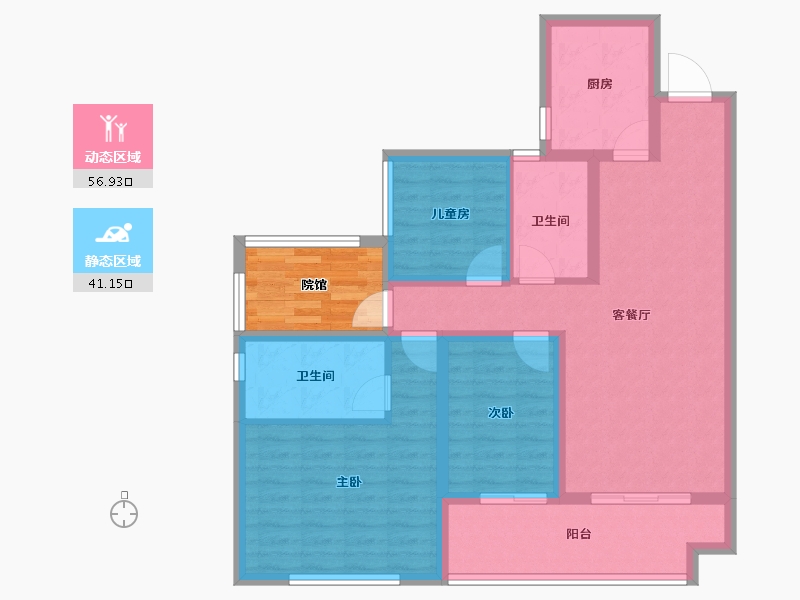 贵州省-贵阳市-金地云麓—号-92.89-户型库-动静分区