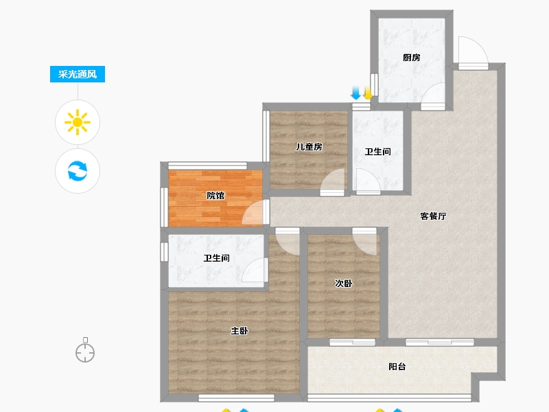 贵州省-贵阳市-金地云麓—号-92.89-户型库-采光通风