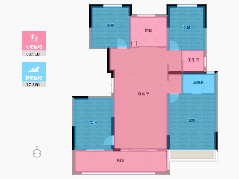 陕西省-西安市-中南上悦城-118.00-户型库-动静分区