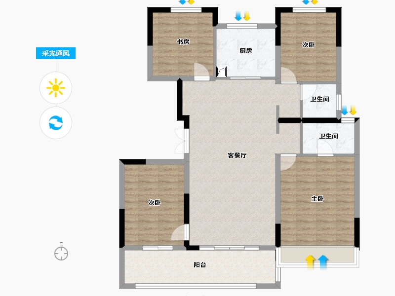 陕西省-西安市-中南上悦城-118.00-户型库-采光通风