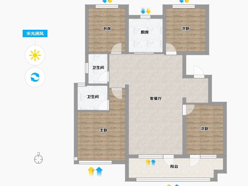 山东省-济宁市-祥生东方樾-99.20-户型库-采光通风