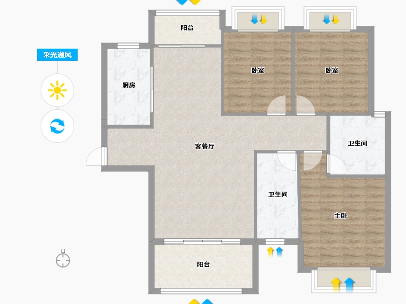 湖南省-邵阳市-湘泰·九龙城-104.37-户型库-采光通风