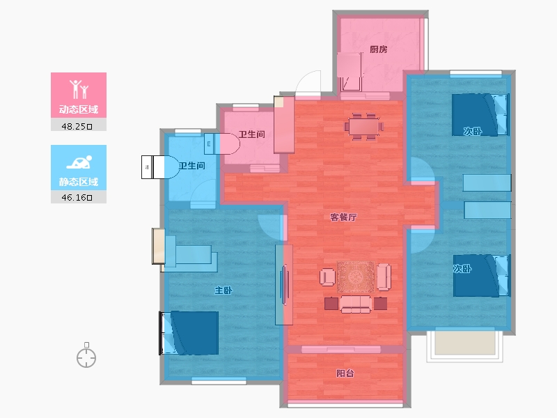 福建省-福州市-平潭正荣府-83.20-户型库-动静分区