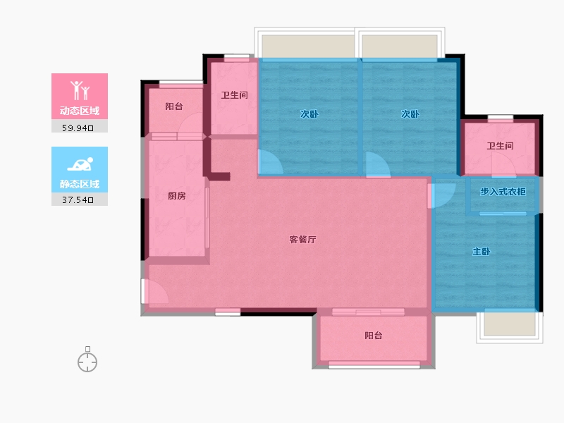 广东省-清远市-海伦堡·云溪九里-87.51-户型库-动静分区