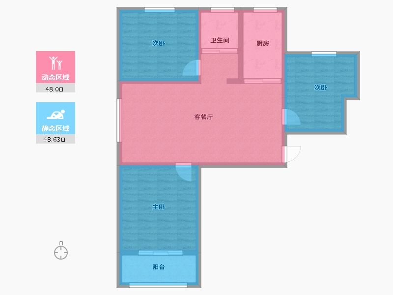 山东省-济宁市-龙翔御书坊-86.63-户型库-动静分区