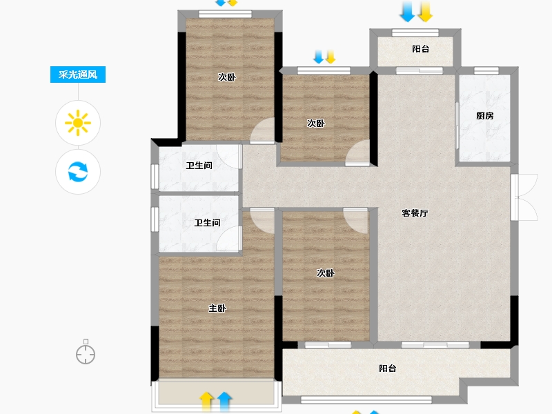 河南省-平顶山市-领创滨河小区-112.00-户型库-采光通风