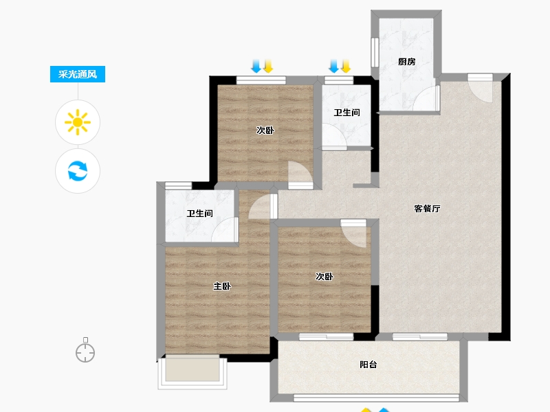 福建省-莆田市-凯天青山城峰璟-87.96-户型库-采光通风