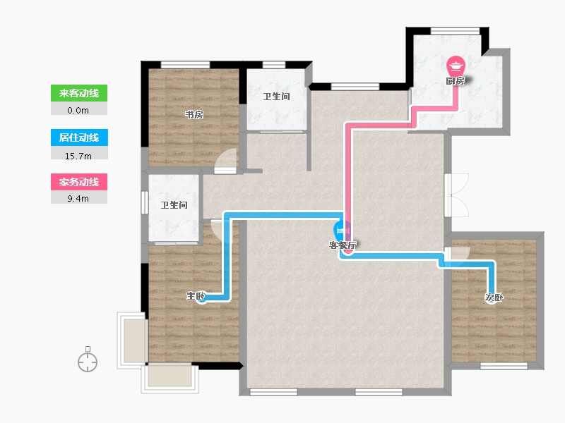 吉林省-松原市-飞达·江玺台-125.37-户型库-动静线