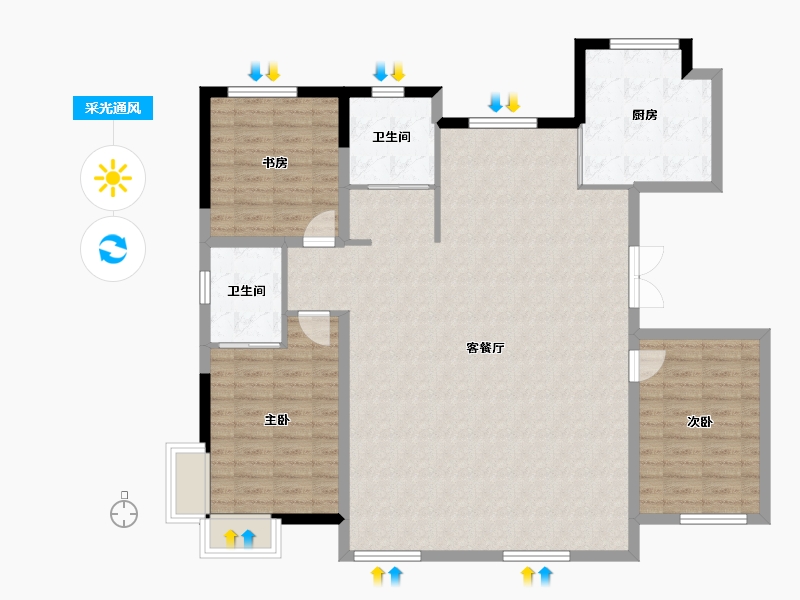 吉林省-松原市-飞达·江玺台-125.37-户型库-采光通风