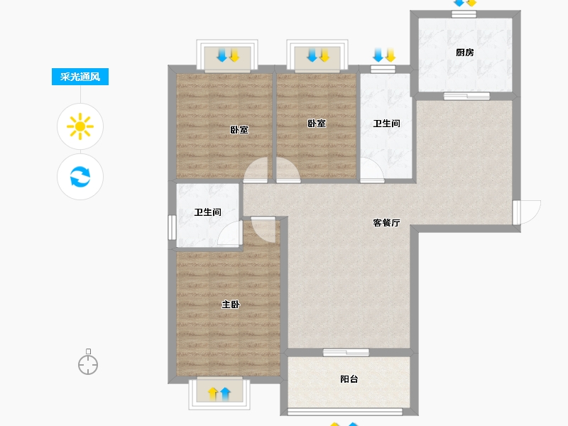 湖北省-咸宁市-景峰尚城-94.98-户型库-采光通风