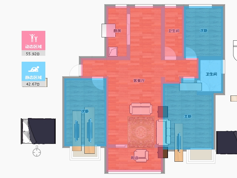 山东省-济宁市-冠鲁明德华府-86.40-户型库-动静分区