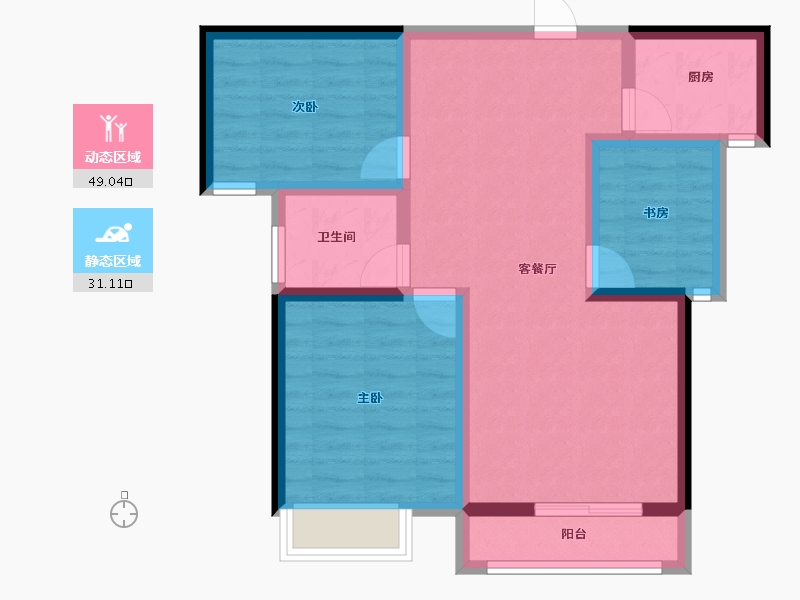 福建省-莆田市-世茂云璟-70.67-户型库-动静分区