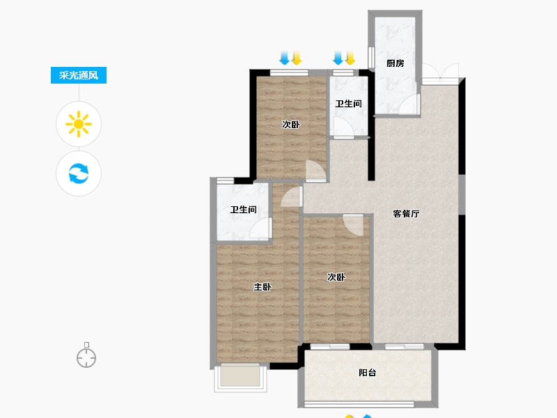 福建省-莆田市-凯天青山城峰璟-100.47-户型库-采光通风