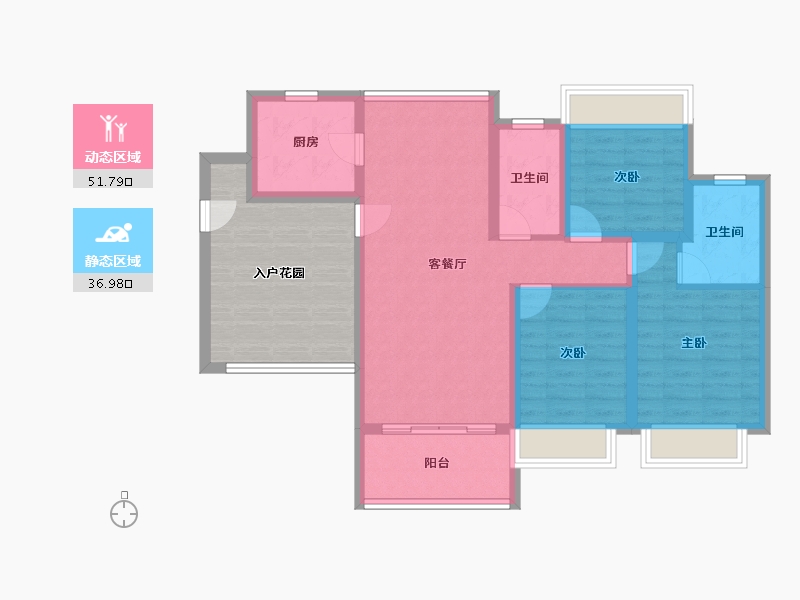 广东省-清远市-中唯·帝景湾-93.96-户型库-动静分区