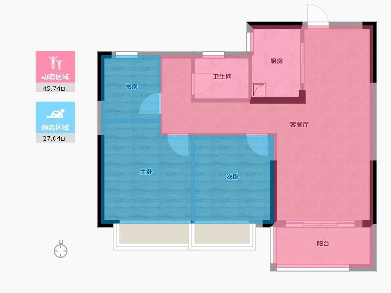 浙江省-绍兴市-中南漫悦湾-65.00-户型库-动静分区