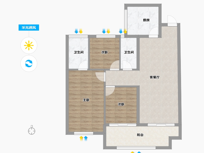 福建省-莆田市-天辉悦府-82.26-户型库-采光通风