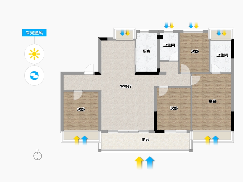 江苏省-淮安市-金湖碧桂园-112.01-户型库-采光通风