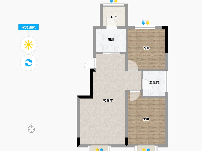 黑龙江省-佳木斯市-华强•幸福里-65.44-户型库-采光通风