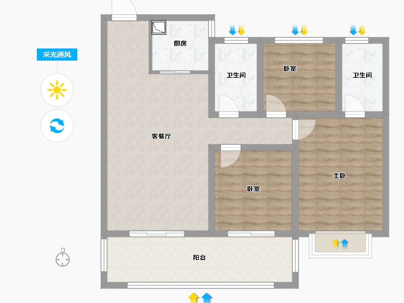 河南省-濮阳市-汇升•珑玺台-93.08-户型库-采光通风