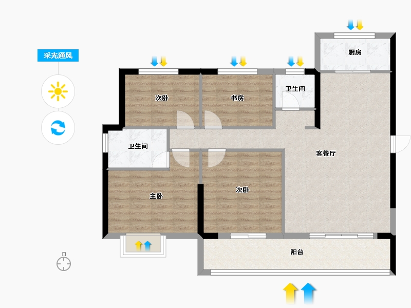 福建省-莆田市-凯天青山城峰璟-102.76-户型库-采光通风