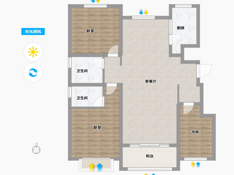 山东省-济宁市-文庭雅苑-105.28-户型库-采光通风