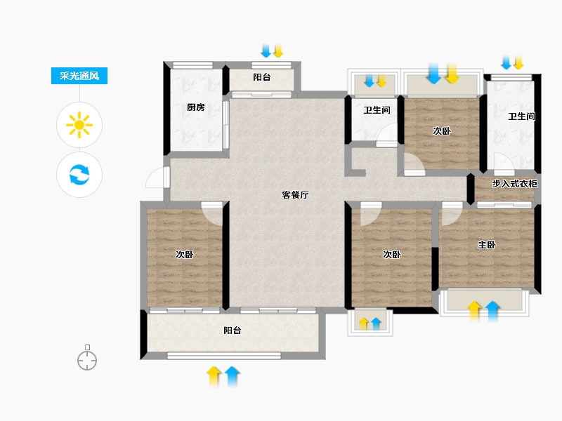 福建省-莆田市-正荣白棠云麓-114.34-户型库-采光通风