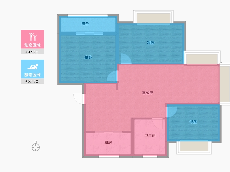 山东省-烟台市-海郡壹号-87.17-户型库-动静分区