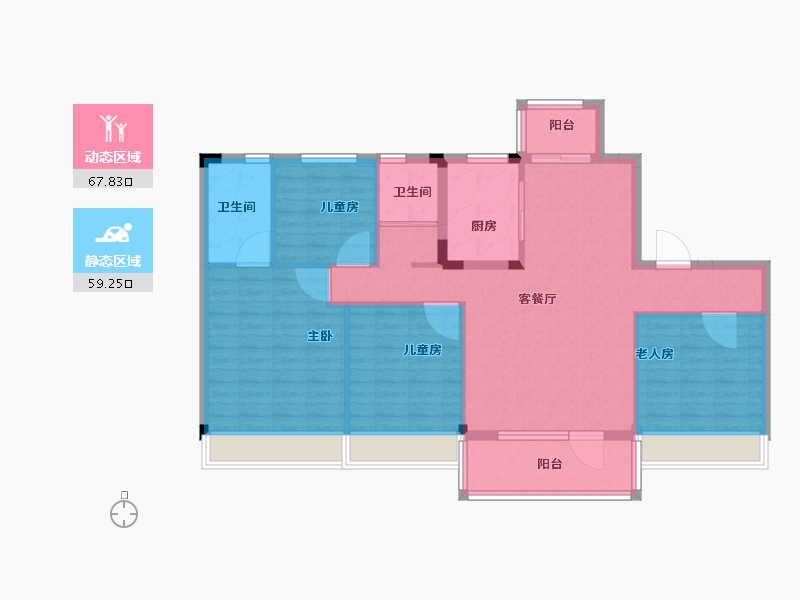 山东省-济宁市-碧桂园云地天启-115.45-户型库-动静分区