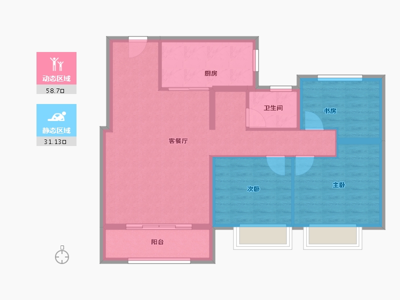 山东省-济宁市-皇营东郡-80.58-户型库-动静分区