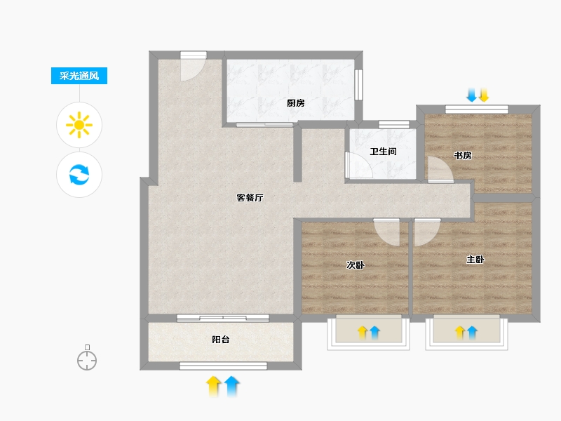 山东省-济宁市-皇营东郡-80.58-户型库-采光通风