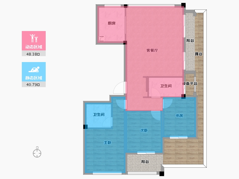 浙江省-衢州市-蓝城·春风江山-104.96-户型库-动静分区