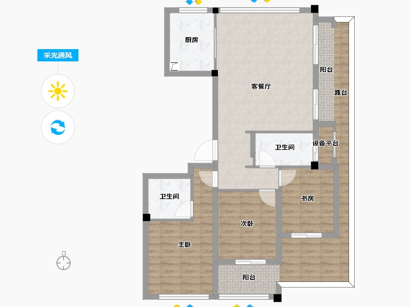 浙江省-衢州市-蓝城·春风江山-104.96-户型库-采光通风