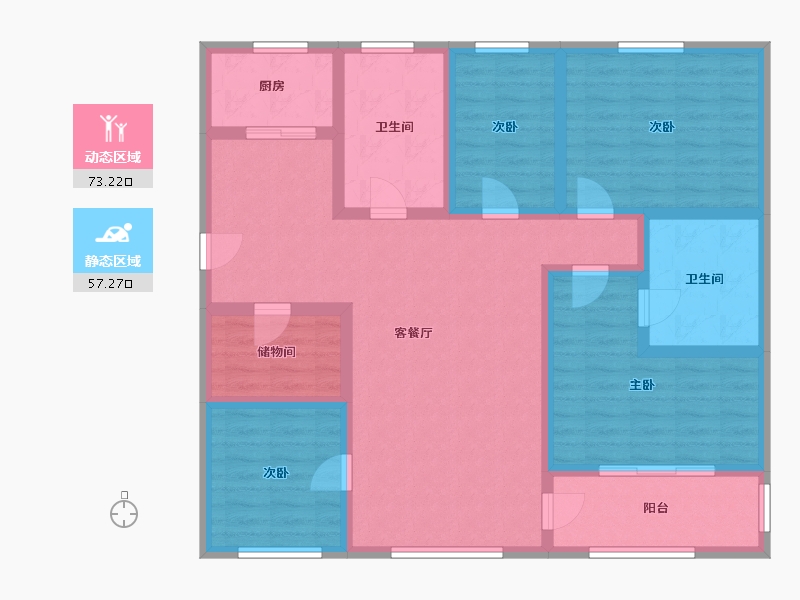 江苏省-无锡市-宝城花园-115.20-户型库-动静分区