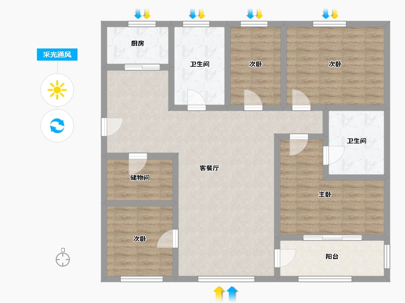 江苏省-无锡市-宝城花园-115.20-户型库-采光通风