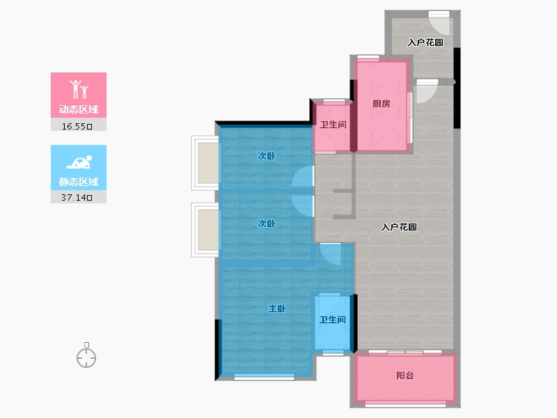 广东省-清远市-海伦堡·云溪九里-85.50-户型库-动静分区