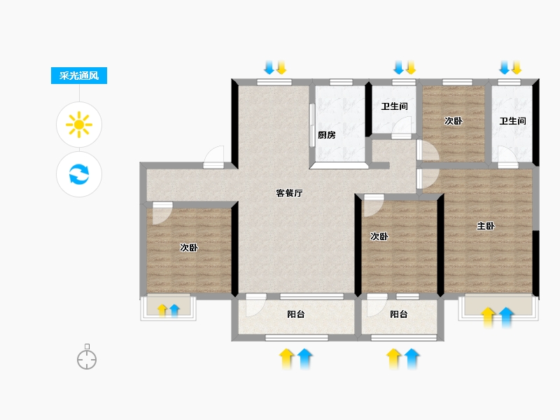 山东省-烟台市-碧桂园莱阳首府-115.73-户型库-采光通风